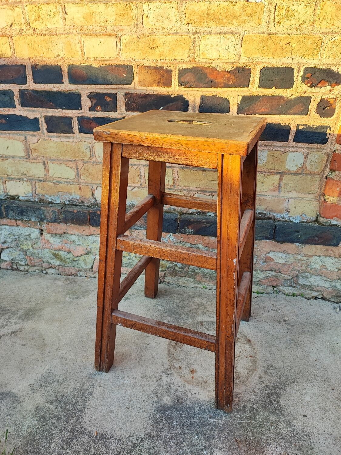 Vintage wood workshop top stool