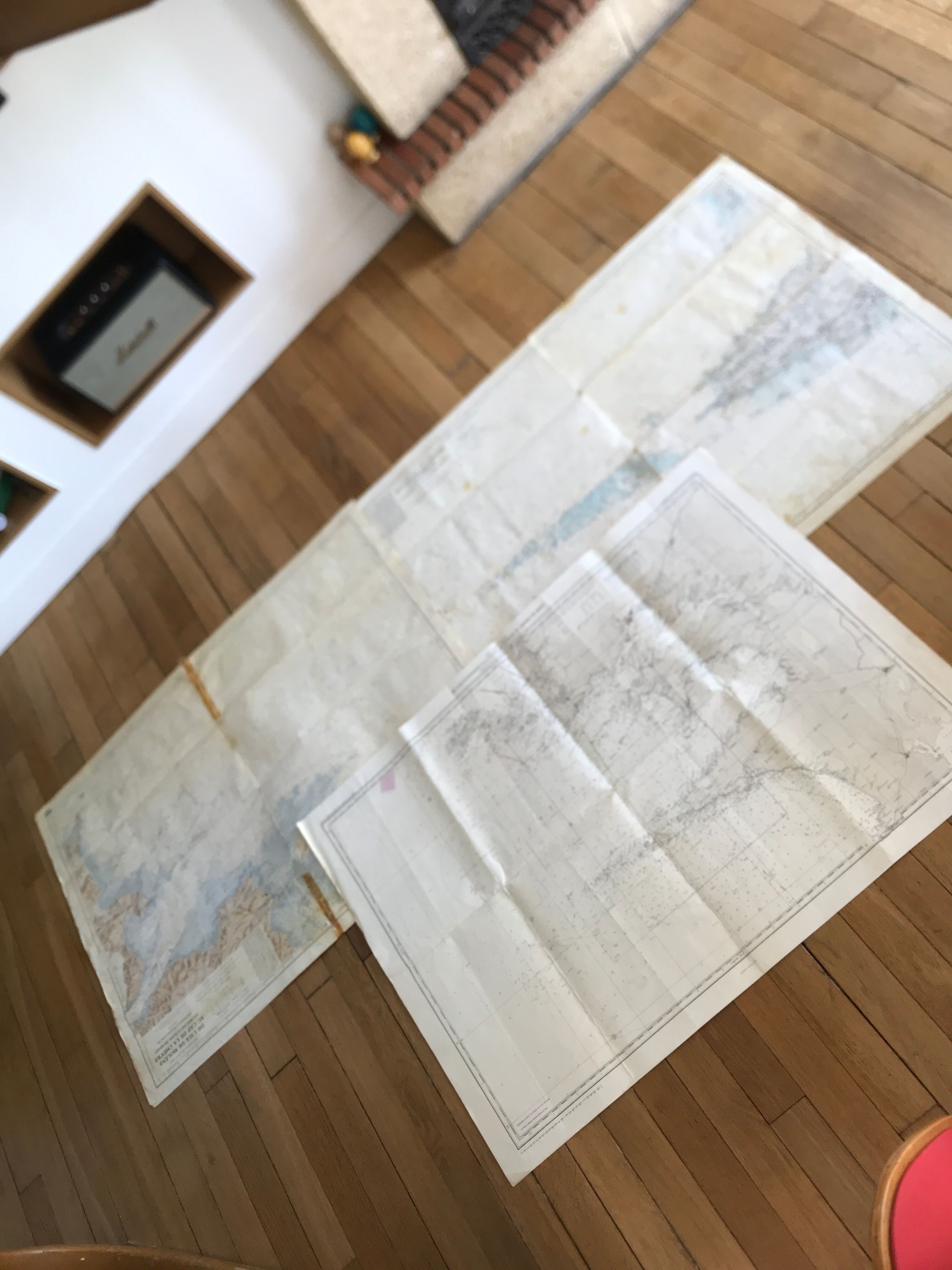 Old nautical charts on the breton coast
