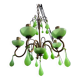 Italian chandelier with 5 lights in green opaline glass with uranium - ouraline