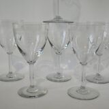 Set of 6 engraved crystal flared wine glasses from the 30s and 40s