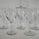 Set of 6 engraved crystal flared wine glasses from the 30s and 40s