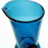 Pichet en verre bleu Kastrup Holmegaard par Jacob Bang