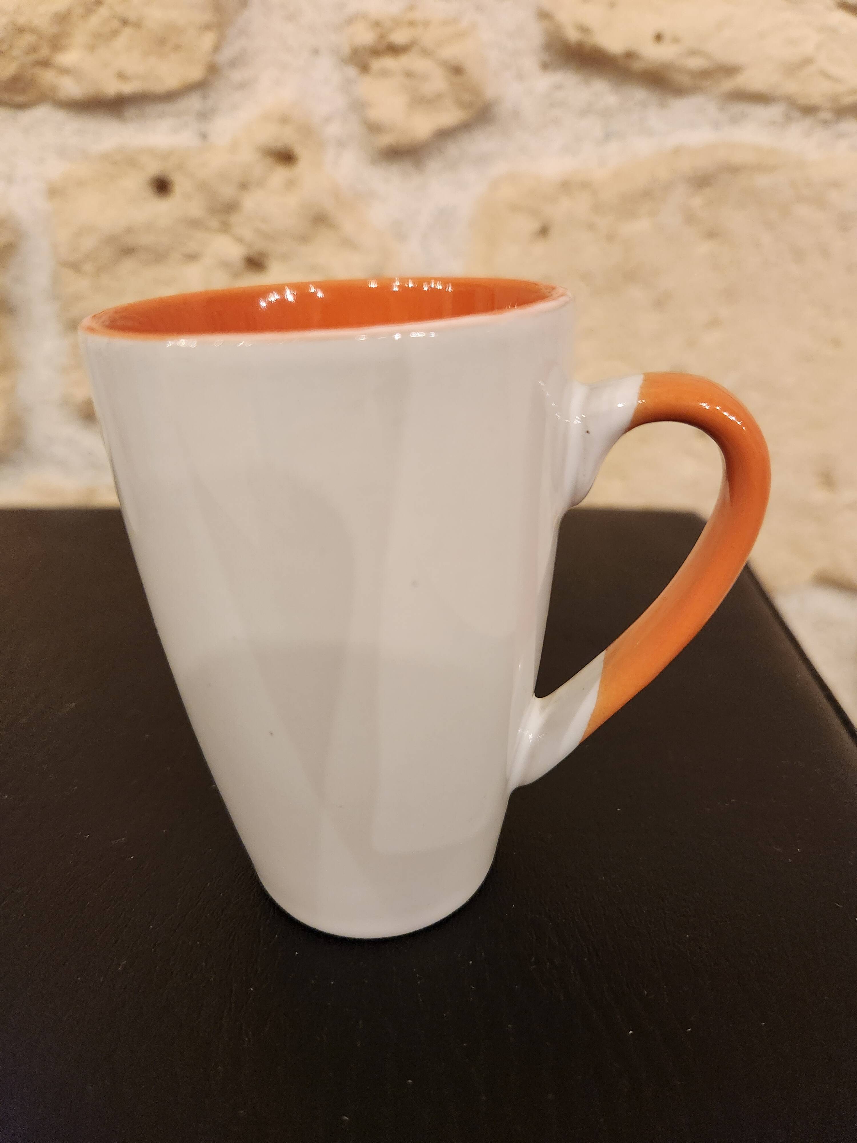 Set of 6 orange and white cups – 10 cl – perfect condition