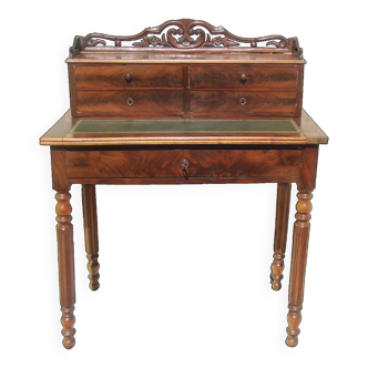 Bureau de dame ancien en acajou et cuir