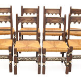 Set de 8 chaises paillées art déco 1940