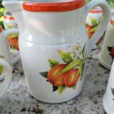 Chic vintage stoneware service campaign Digoin pitcher cup mug handmade
