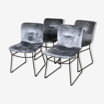 Fauteuils en métal noir, dessus velours gris Italy Calligaris