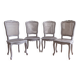 Set of 4 Louis XV chairs with light grey patinated caning.