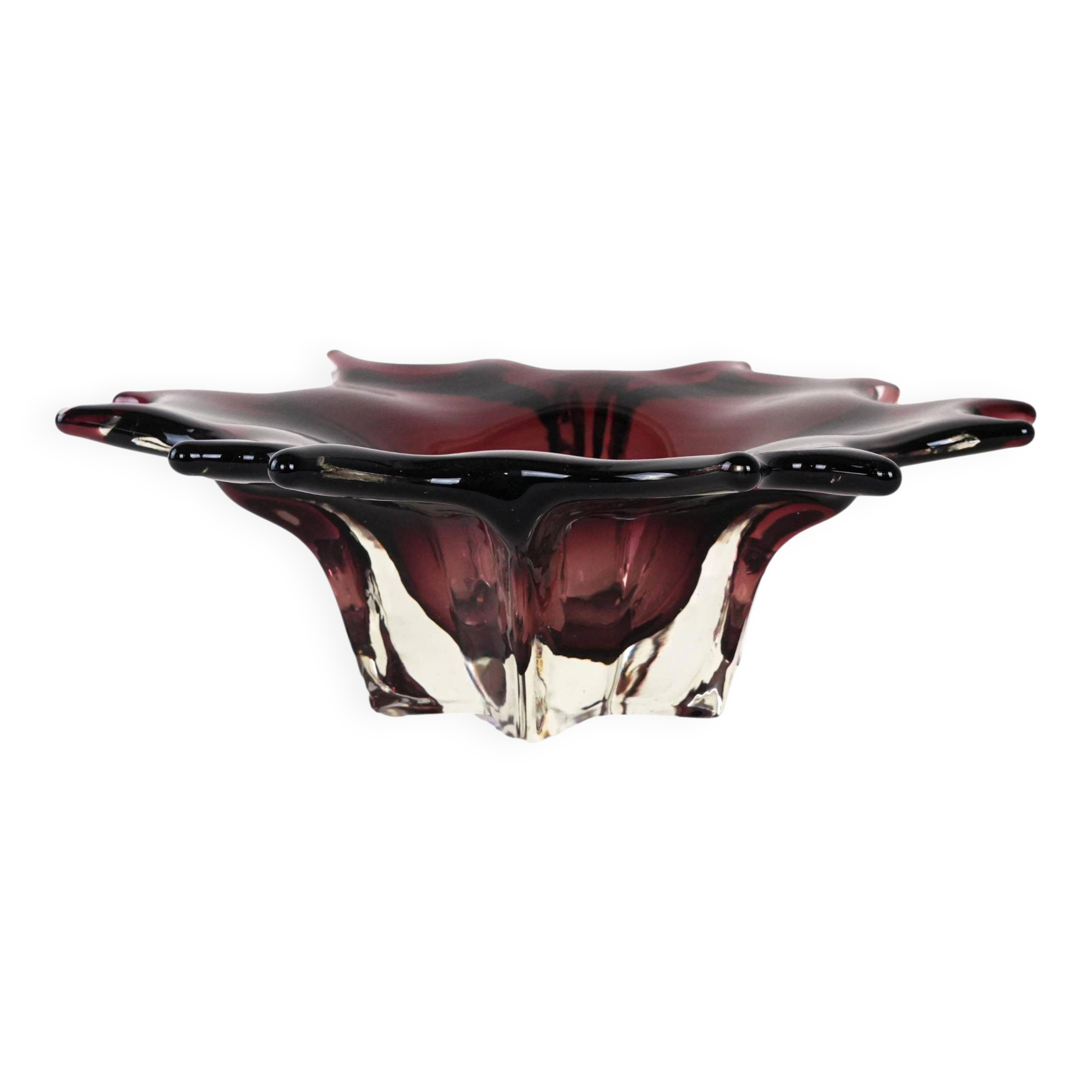 Glass platter, Italian design, 1970s, made in Italy