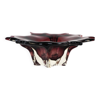 Glass platter, Italian design, 1970s, made in Italy