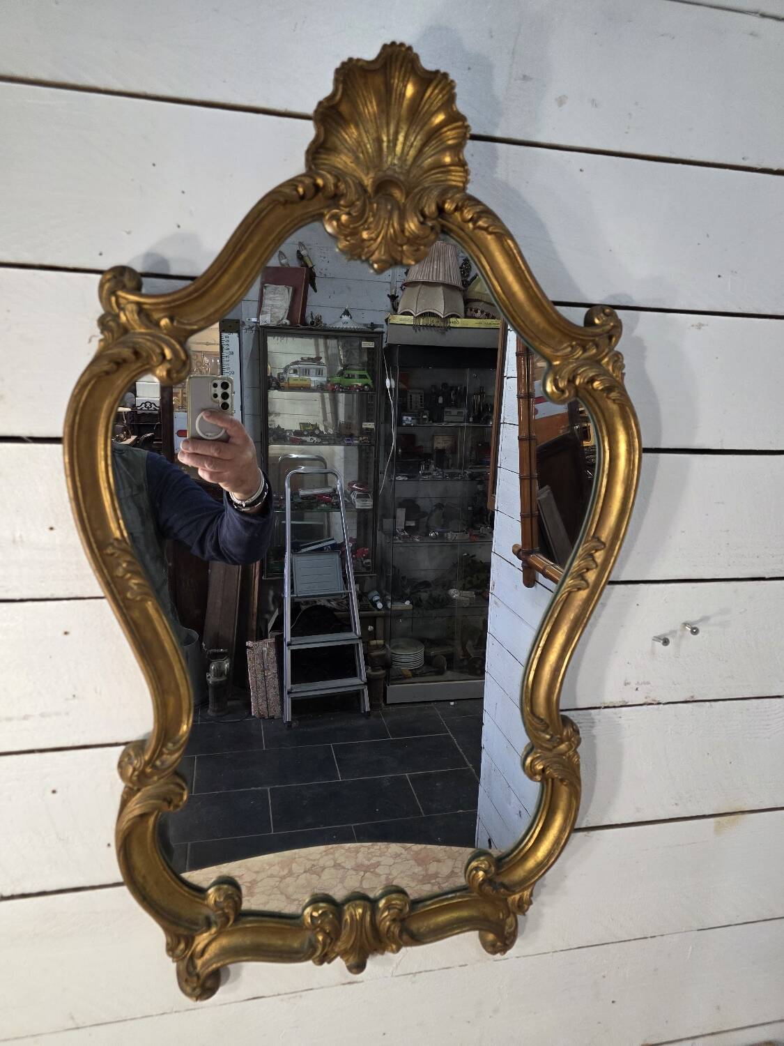 Louis XV style gilded mirror, mid-20th century, 89×54cm