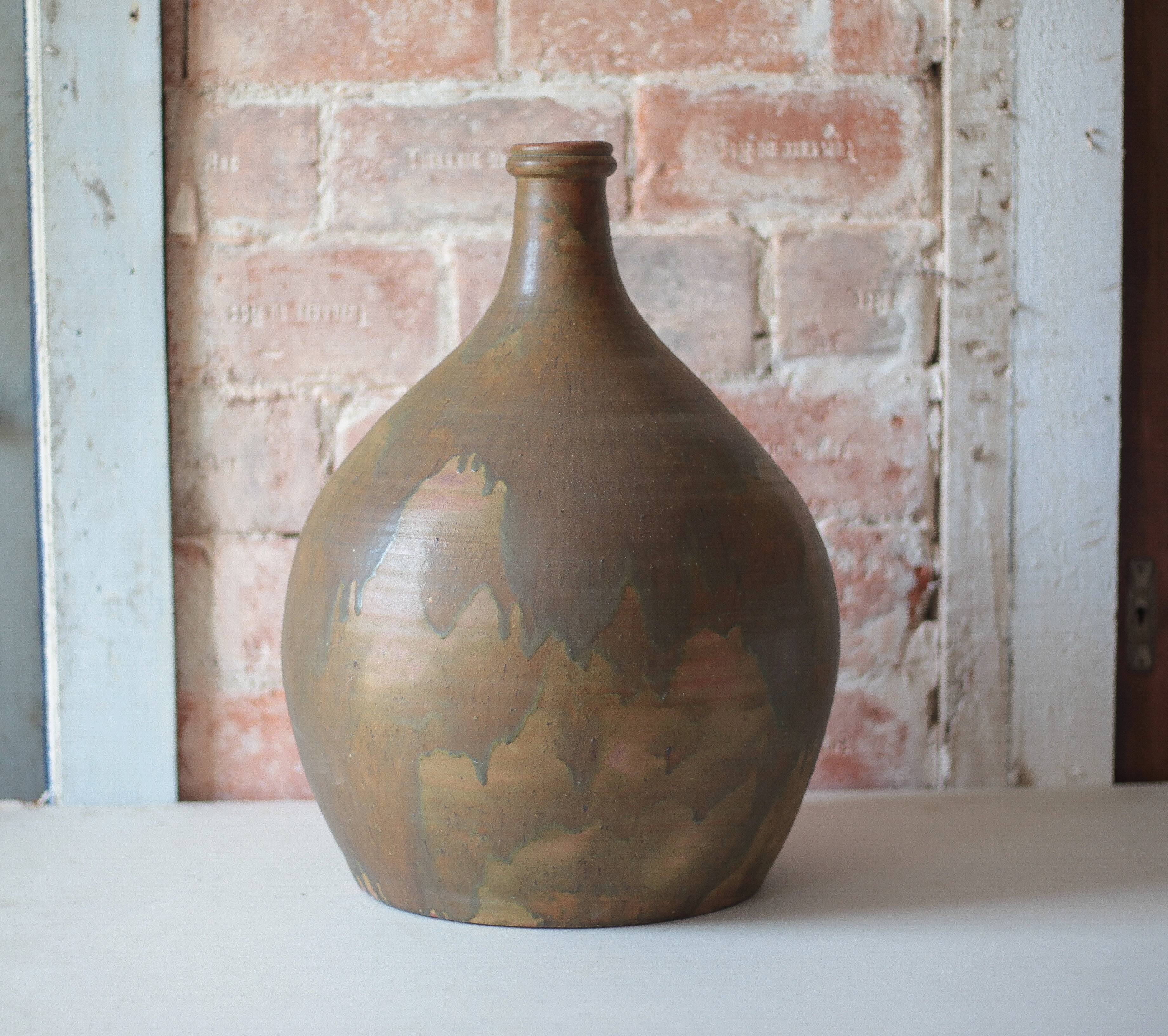 Large vintage ceramic jar, lamp, demijohn, lady-jeanne, bottle.