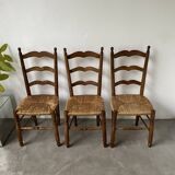 5 oak and straw chairs