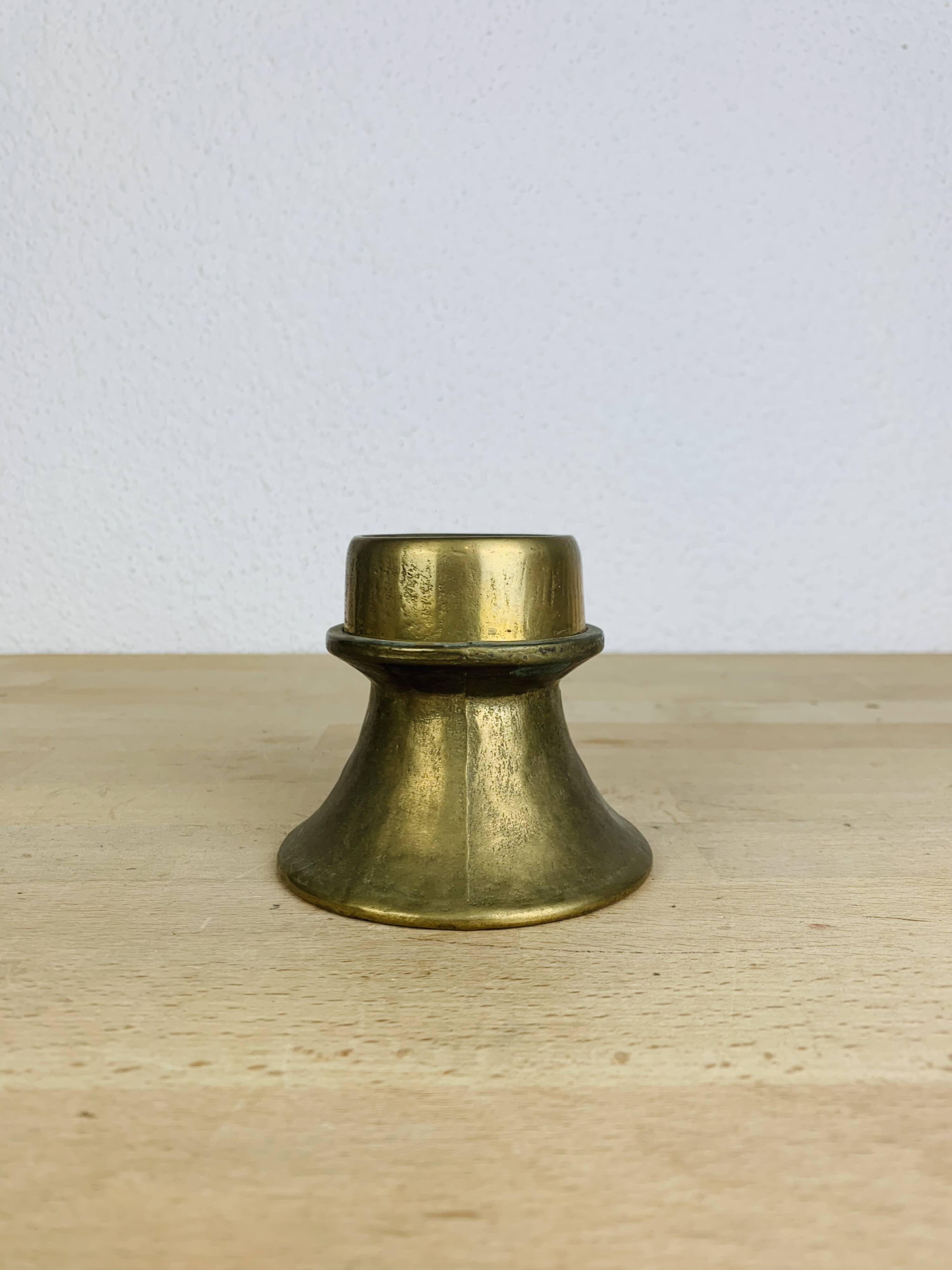Scandinavian style gold-plated brass candle holder, vintage