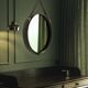 Handmade J. Adnet style mirror in brown vegetable-tanned leather, ø 58 cm