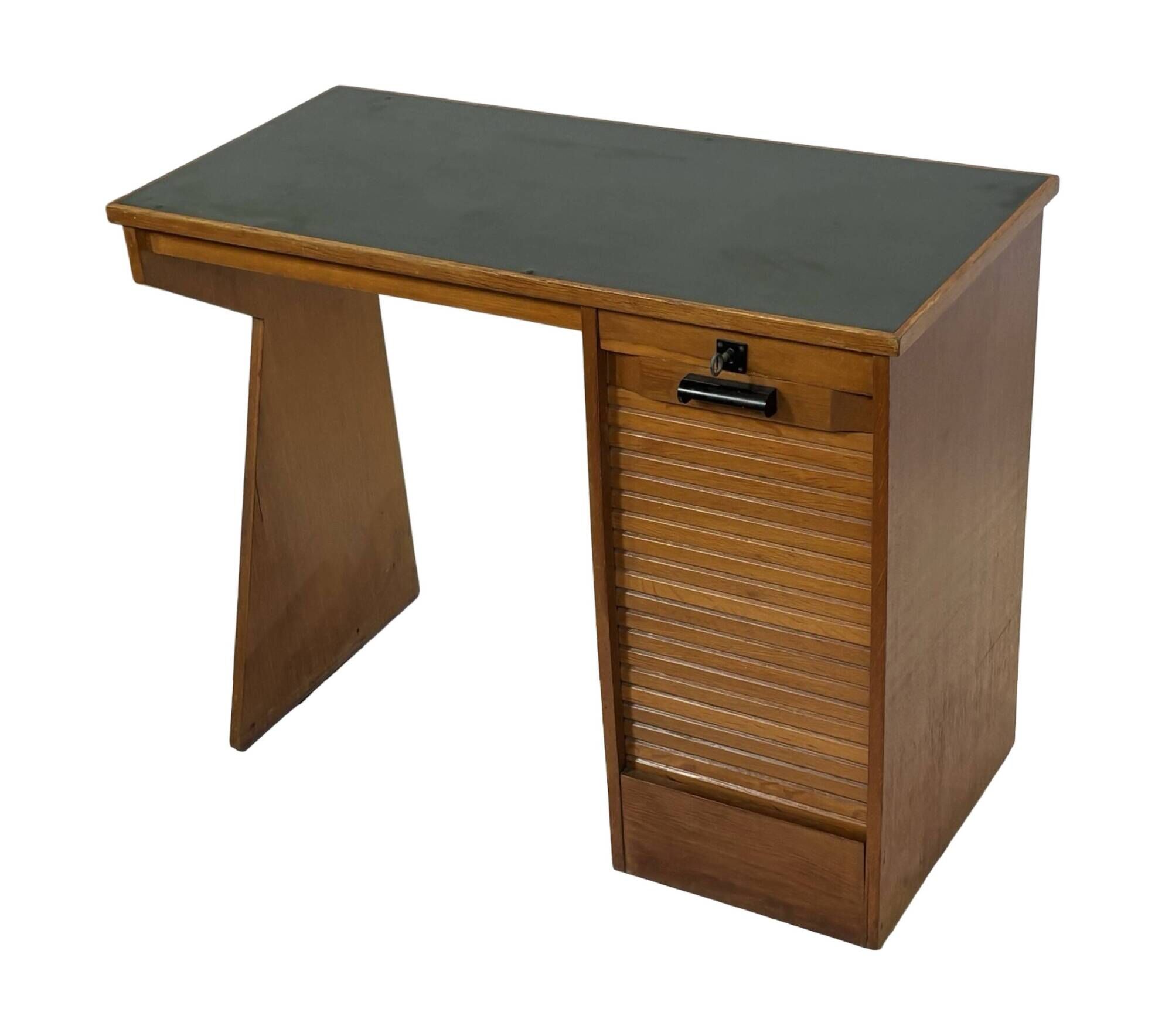 Art Deco desk, minimalist design in oak, unique 40s design, Netherlands.
