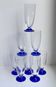 Set of 8 glasses of champagne with blue feet 60s-70s