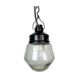Industrial Bakelite Pendant Light with Frosted Glass, 1970s