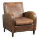 Sheepskin armchair in a light cognac colour with matching piping