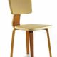 Vintage set of two Cor Alons chairs – bent plywood & blue and cream skai upholstery – 1950s Dutch design