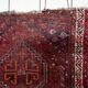 Tapis ancien persan Shiraz fait main, usé, 93 x 126 cm, années 1900.