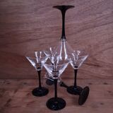 6 Verres cocktail à pied noirs Luminarc vintage