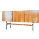 Vintage wooden storage cabinet with chrome legs