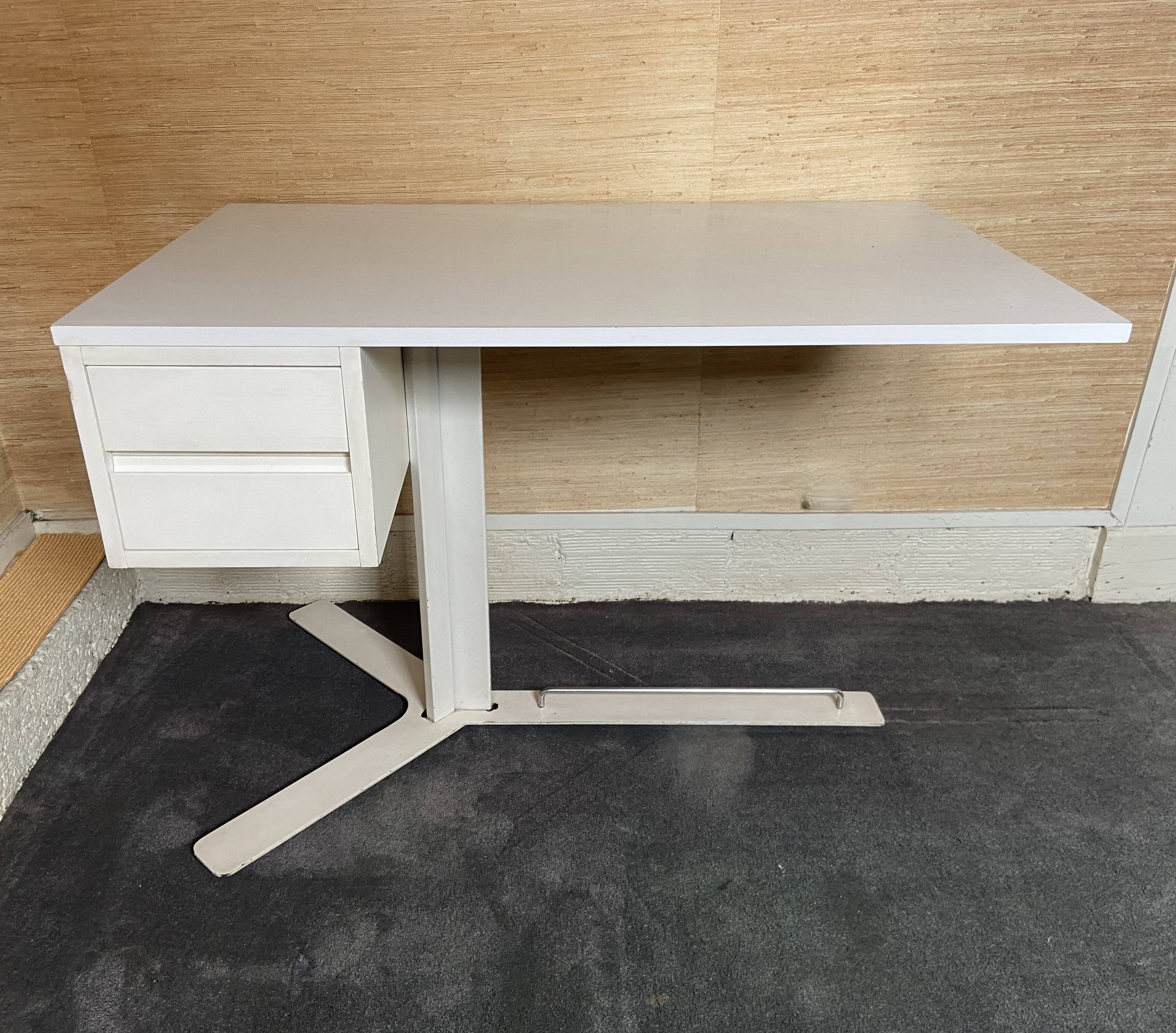 White melamine desk published by Roche&Bobois around 1970.