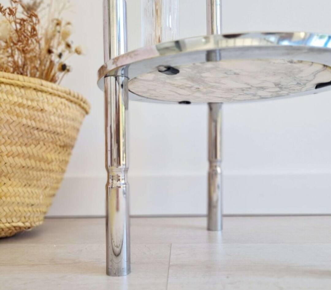 Marble and chrome side table, Italy 1970s