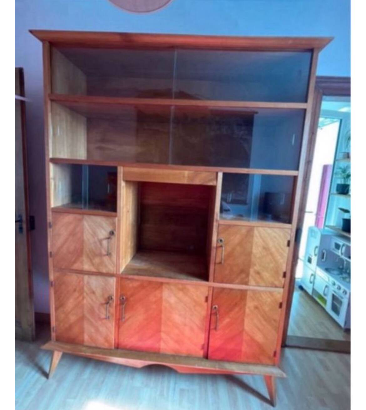 Bookcase display case vintage shelf 1950/60