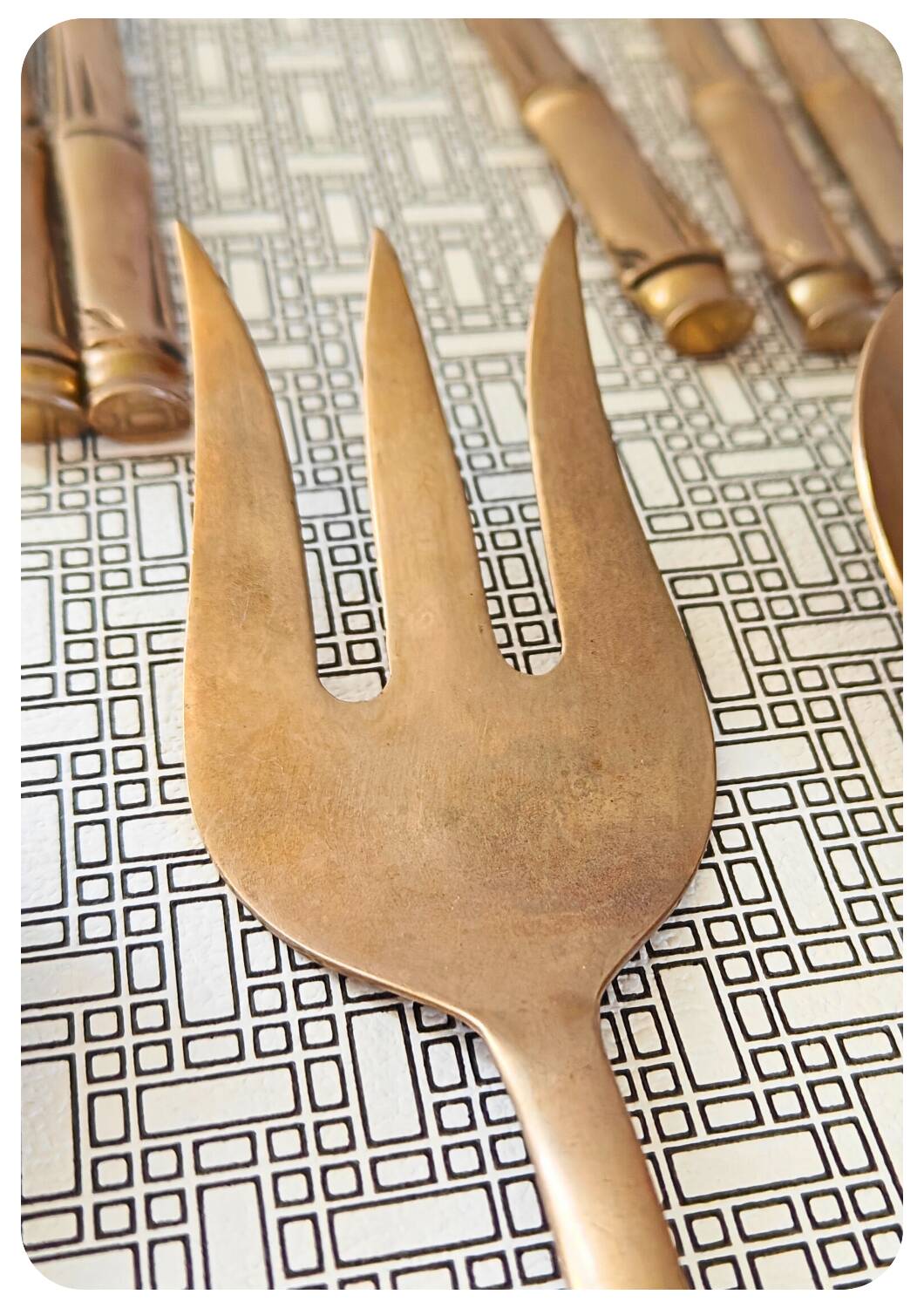 Service de couverts en laiton vintage 'bambou'