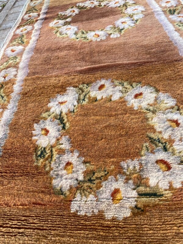 Tapis couloir ancien européen savonnerie 87x245 cm
