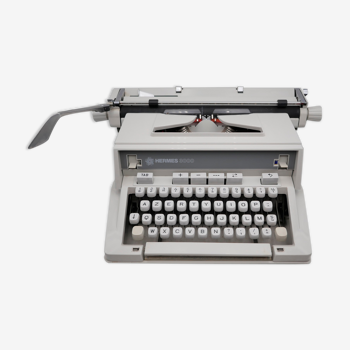 Machine à écrire Hermes 3000 grise révisée ruban neuf