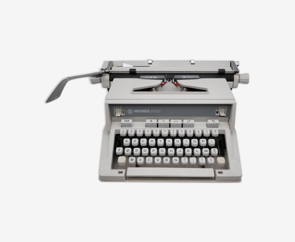 Machine à écrire Hermes 3000 grise révisée ruban neuf