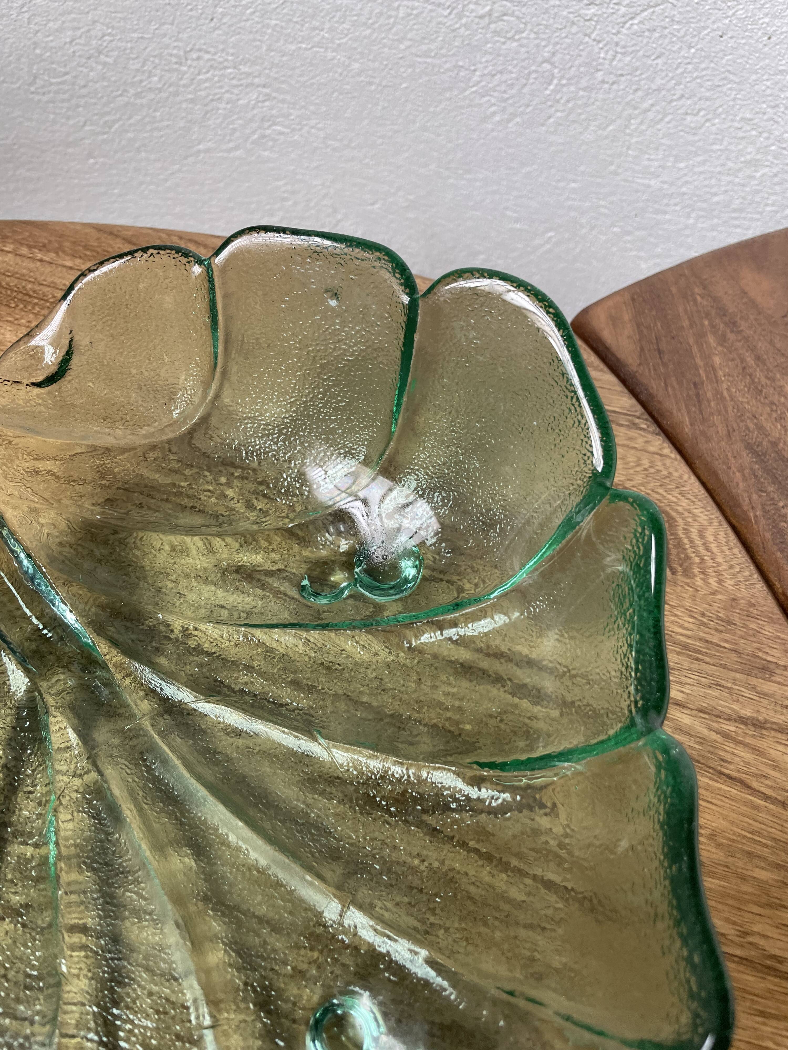 Tinted glass “leaf” dish