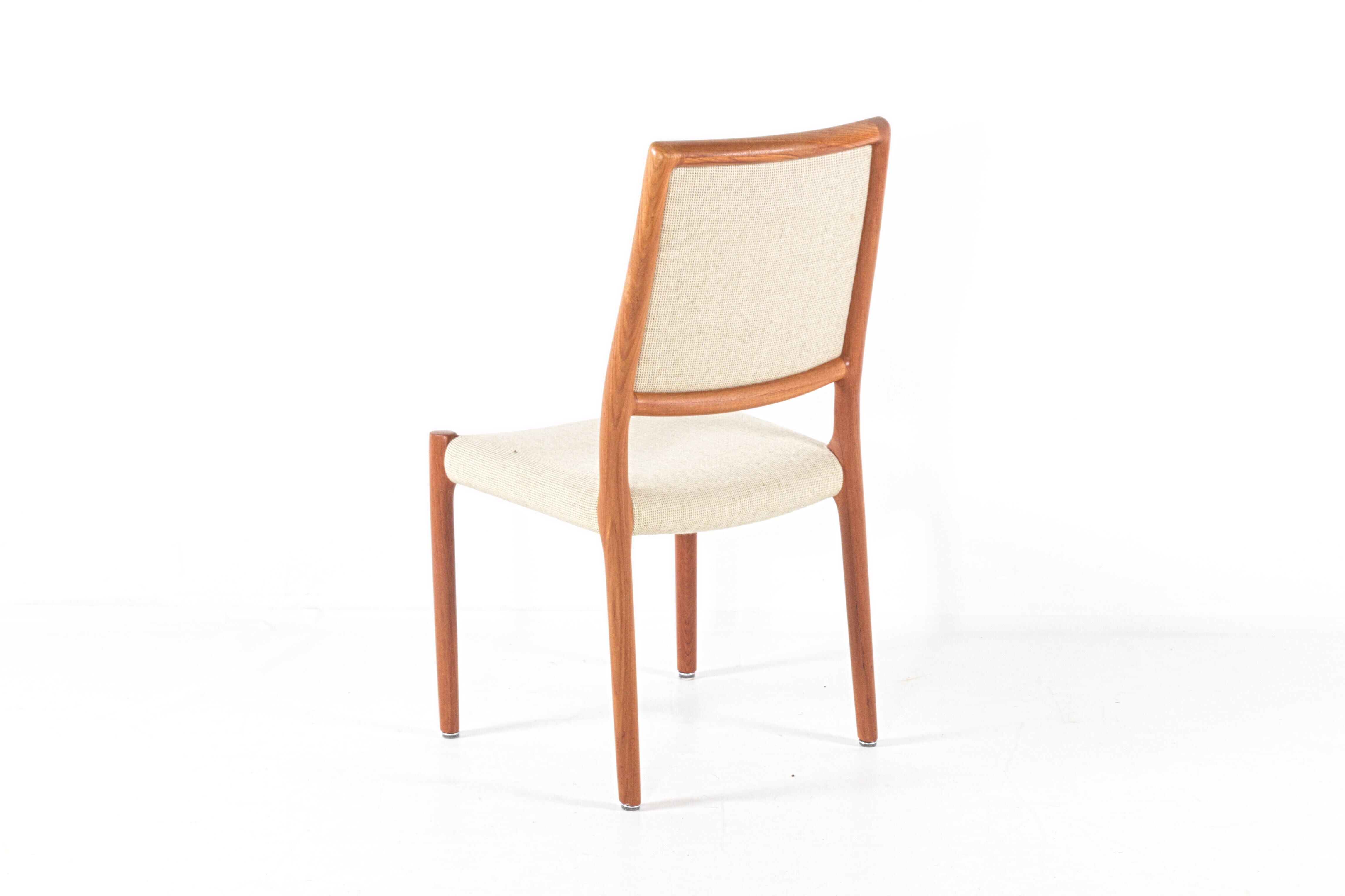 Set of four vintage chairs by Niels Otto Moller,  mid-century Denmark, teak, wool fabric, new upholstery on request