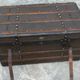 Old wooden and leather trunk, old brass nail trunk and leather strap
