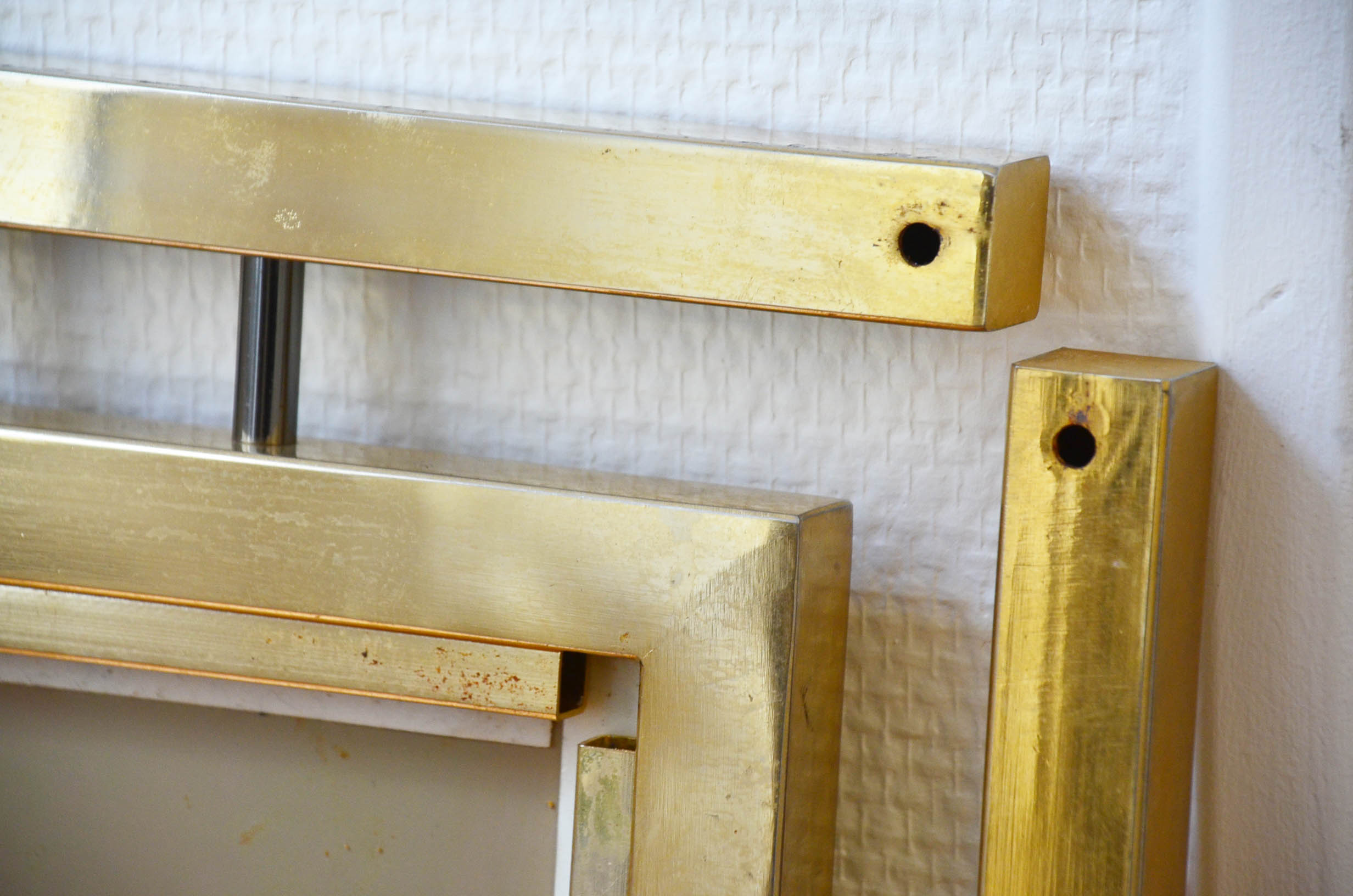 Modernist Italian mirror chrome steel gold 70 71 X 71