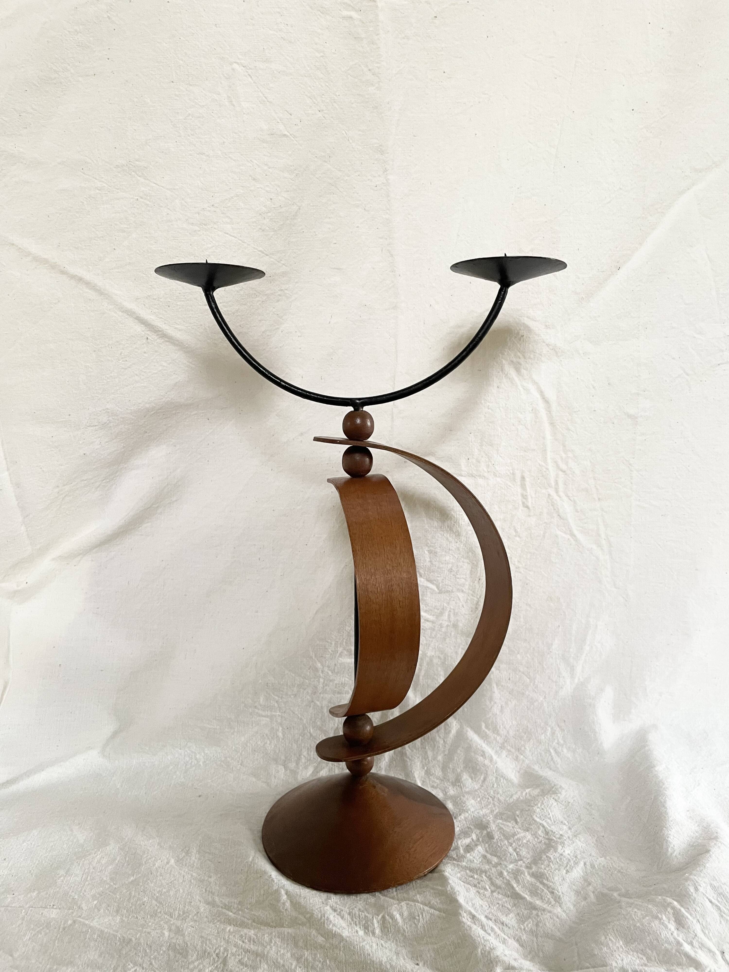 Danish teak candle holder