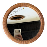Miroir rond osier tressé 1960