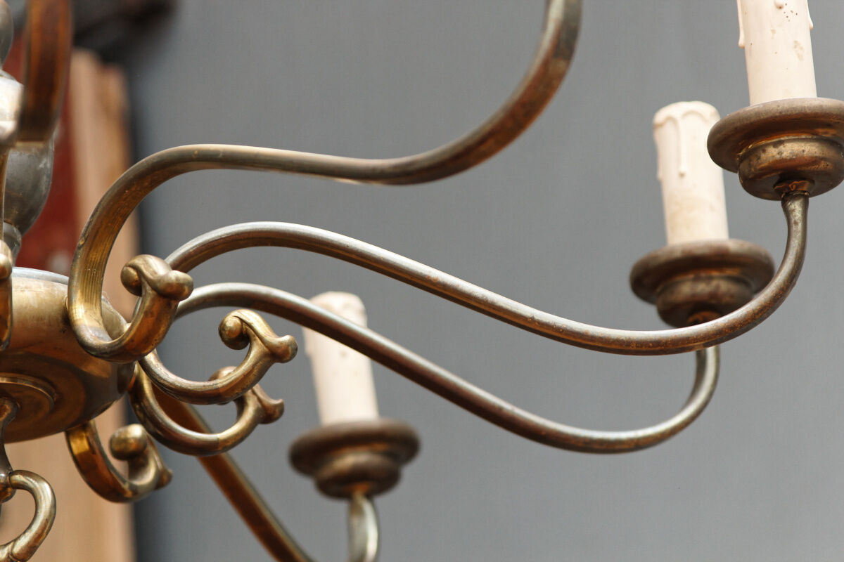 Brass chandelier, 10 burners