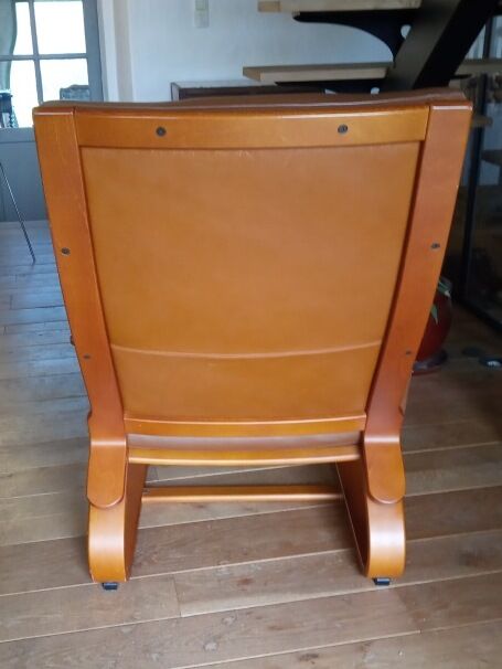 Original Nelo Sweden wooden and leather armchair