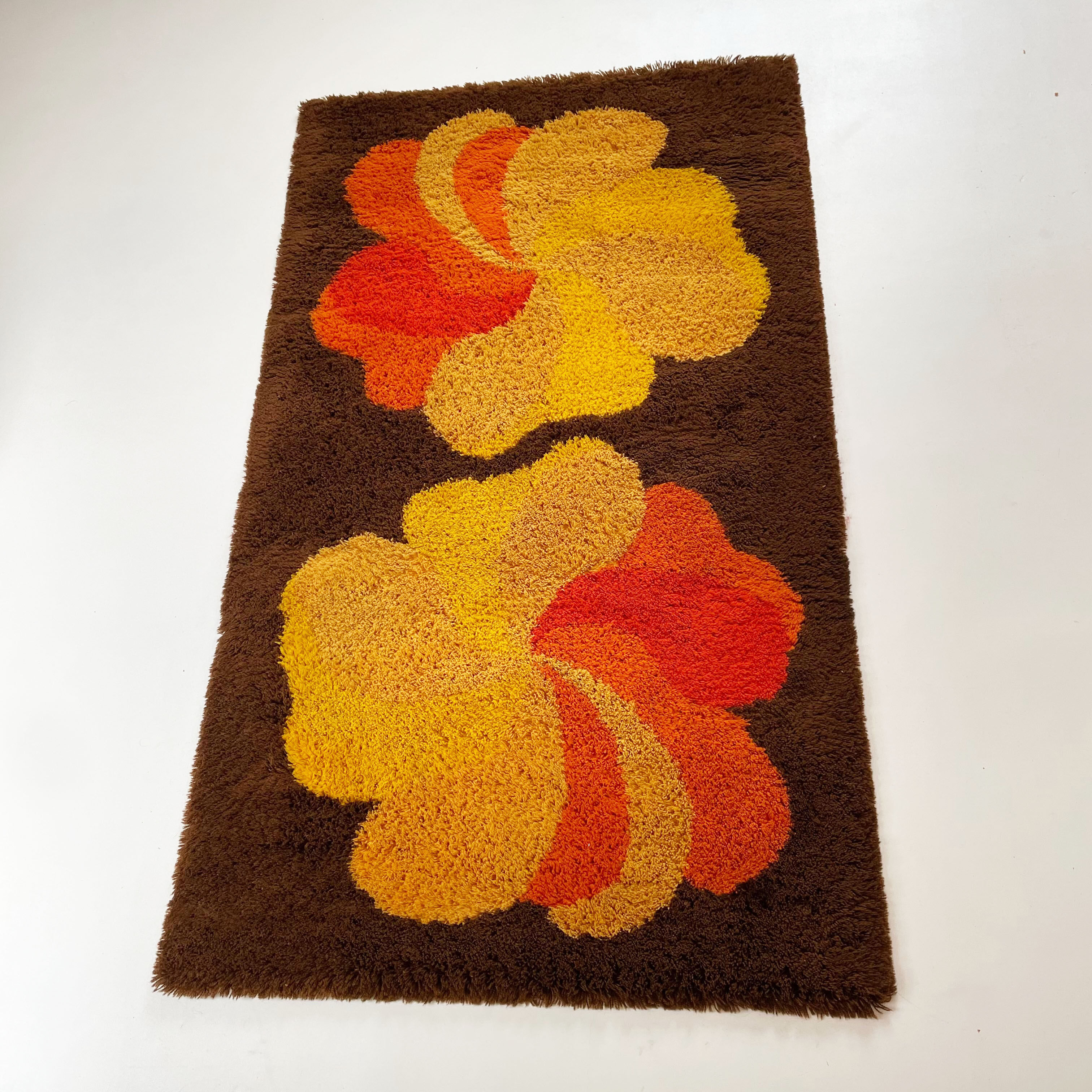 Multi-color vintage 1970s modernist high pile panton style rug, germany, 1970s