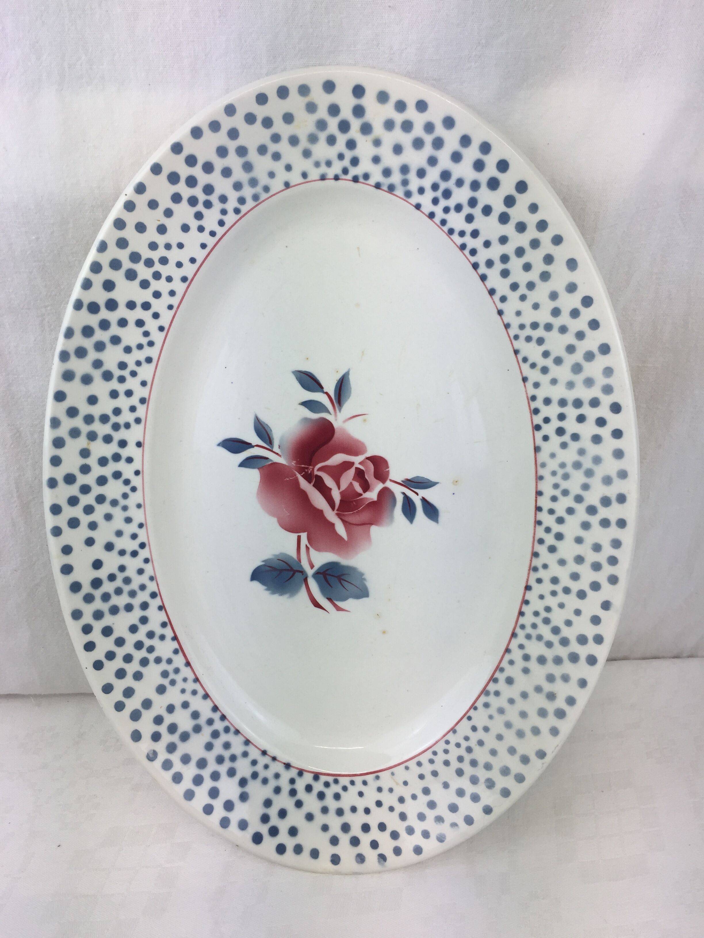 Old oval shaped dish made in france Digoin Sarreguemines model *rené*
