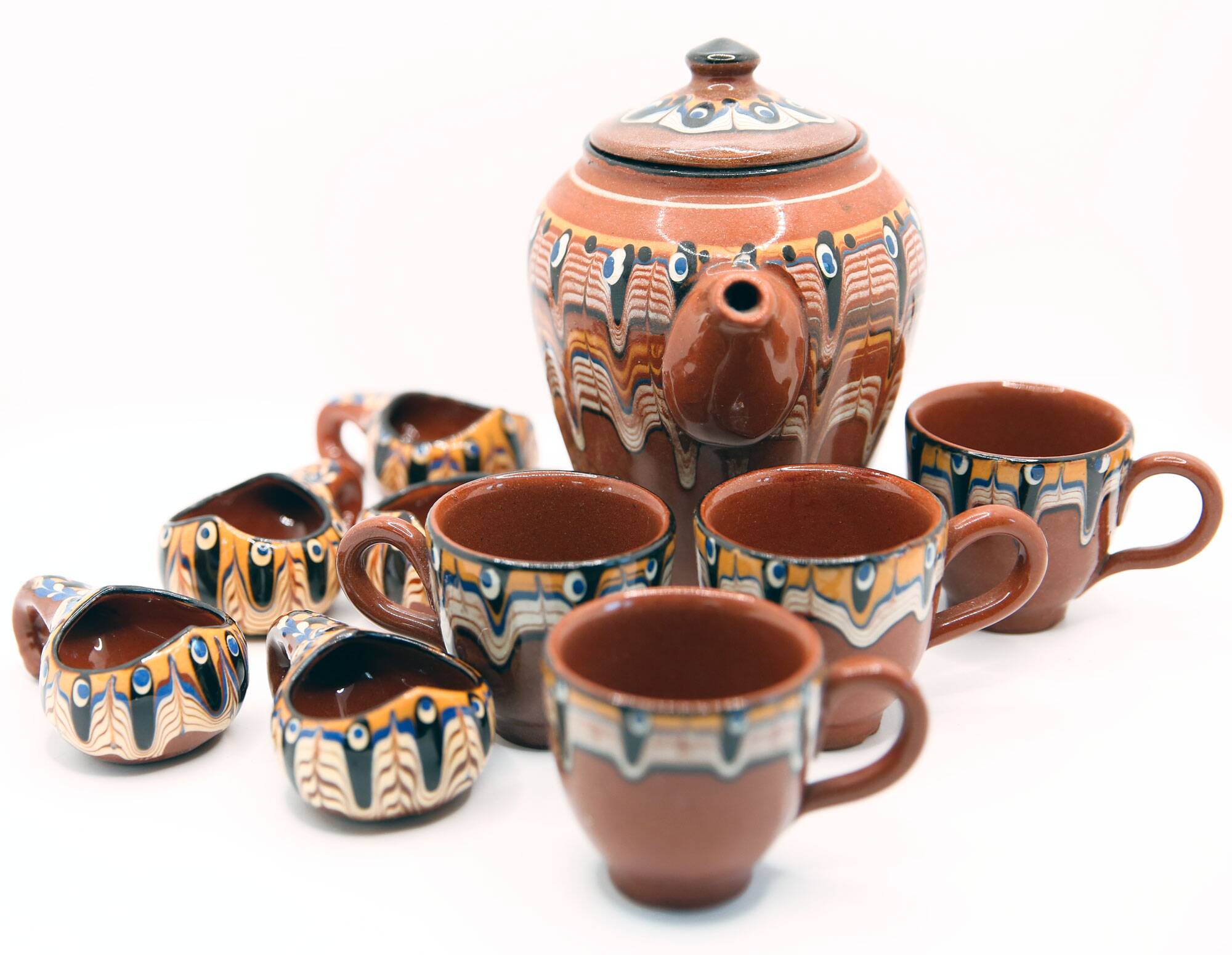 Tea or coffee set and handmade ceramic liquor from Bulgaria