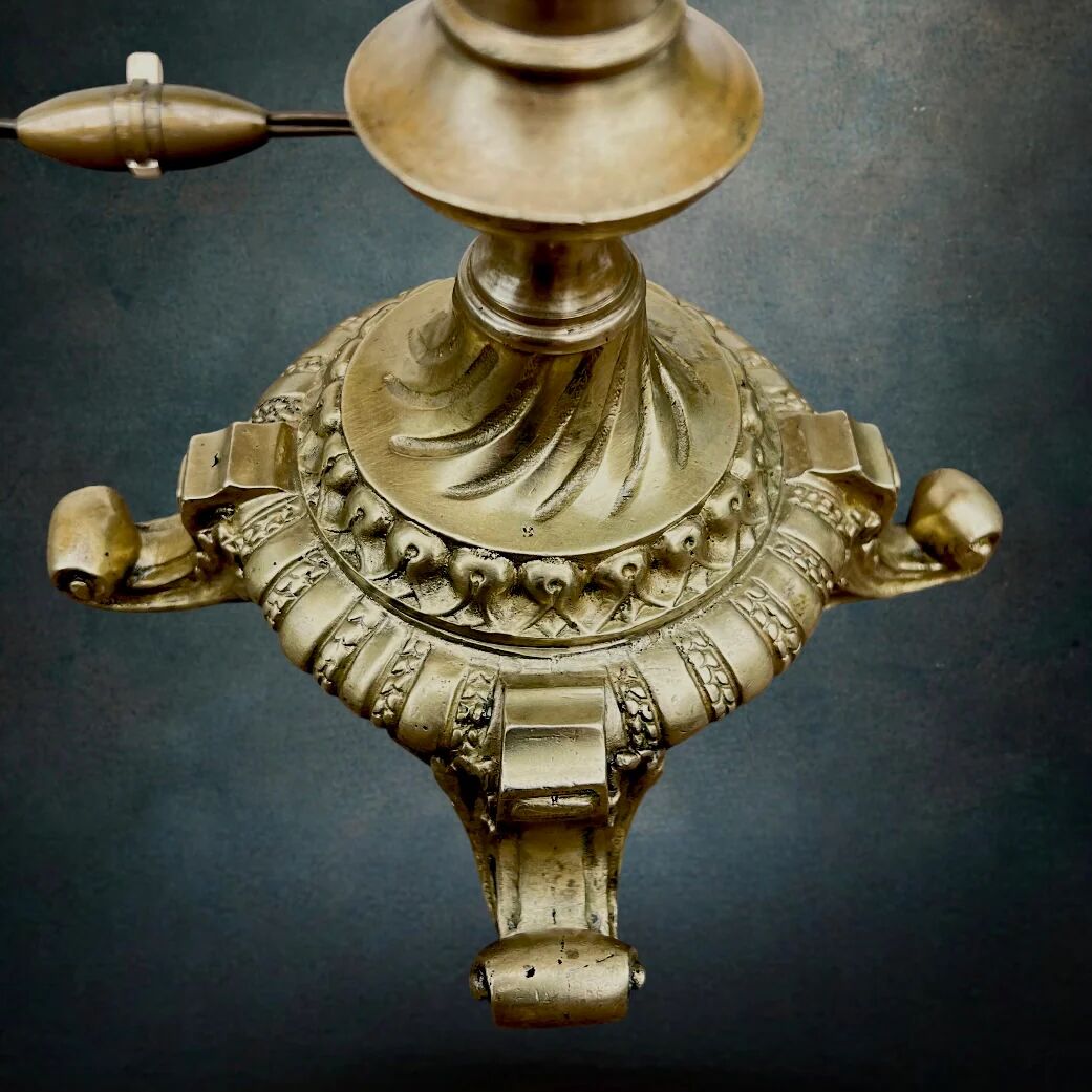 Antique lamp base in gilded bronze, Louis XVI style – 1950s