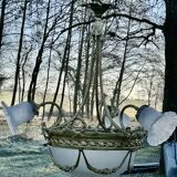 Superbe lustre Bronze Art Déco mélange de style, vers 1930/50, 3 branches 4