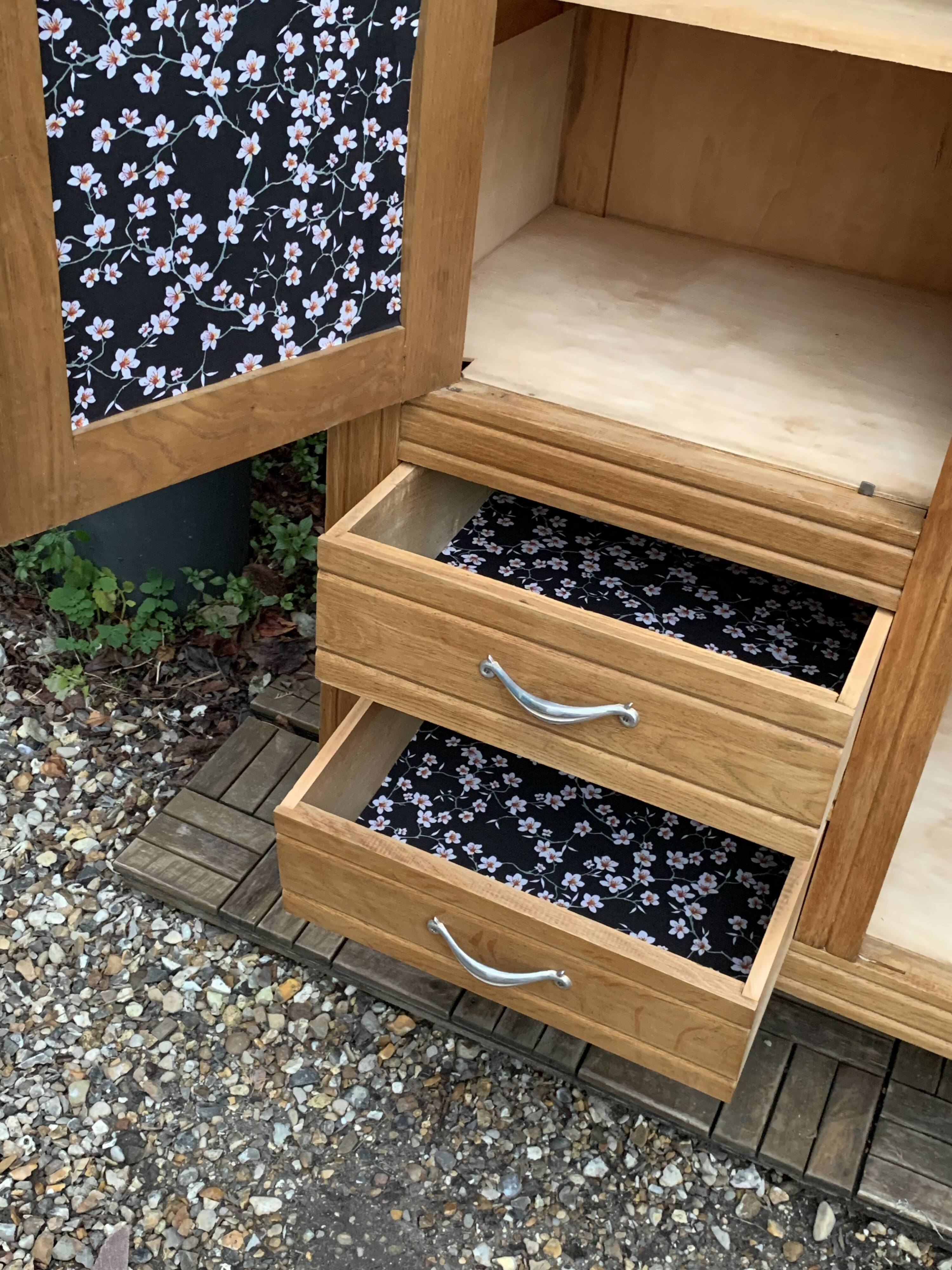 Parisian art deco hotel wardrobe in solid raw oak 1930