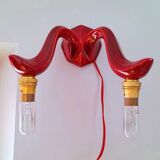 Red Art Deco ceramic wall light