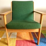 Set of 4 green Danish armchairs